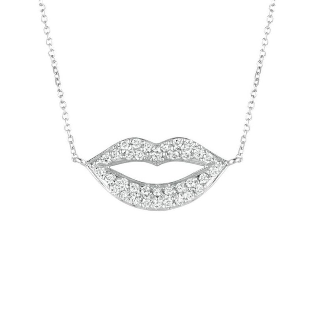 0.35 Carat Natural Diamond Lips Necklace 14K
